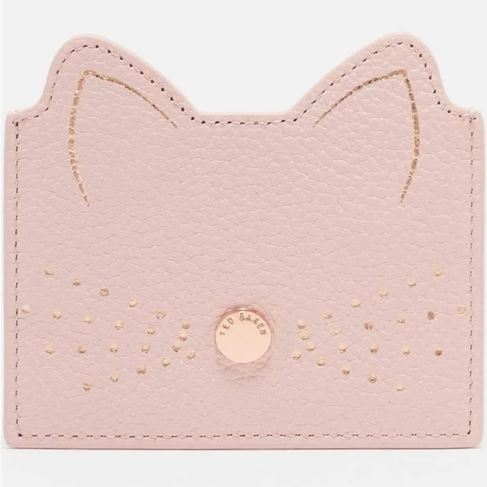 Ted Baker Pink Cat Whisker Card Holder with Gold Accents - LIKE NEW - Rare